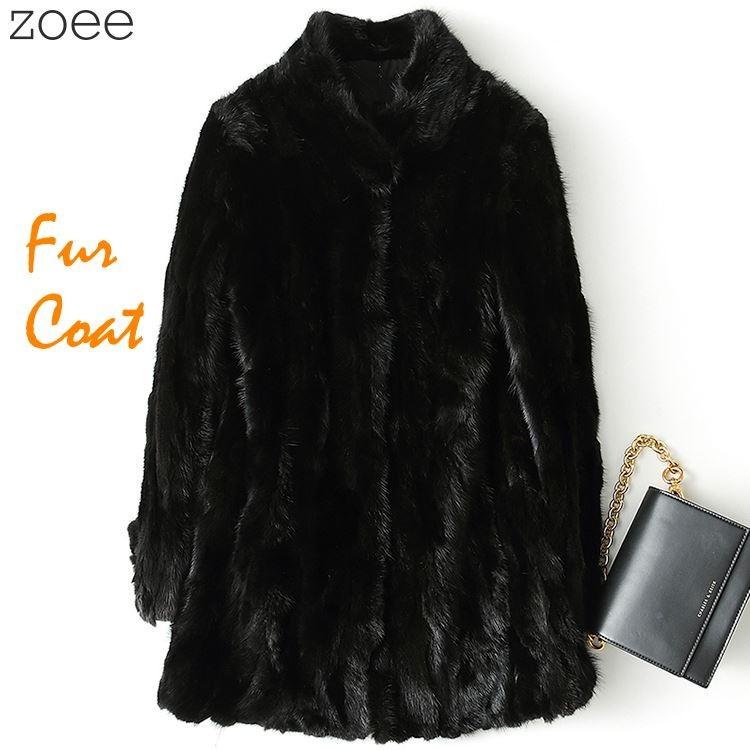 ミンクファーコート スタンドカラーコート 毛皮コート レディース 秋冬