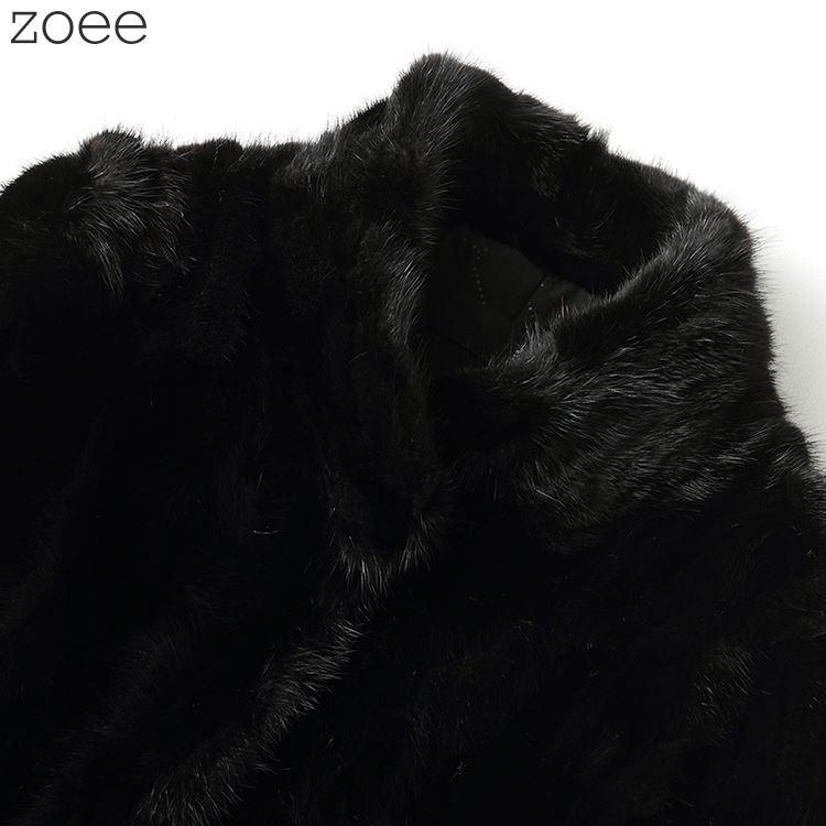 ミンクファーコート スタンドカラーコート 毛皮コート レディース 秋冬