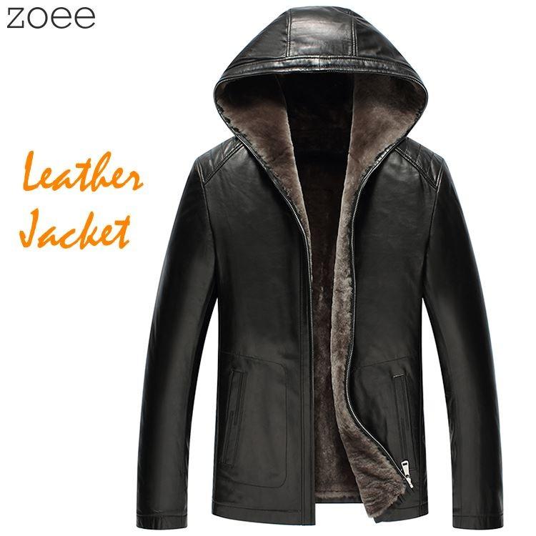 レザージャケット フード付き メンズ アウター ライダースジャケット 無地 長袖 秋冬 羊毛 革ジャン ジャケット 大きいサイズ ブラック M L 2l 3l 4l 5l F4a03 F4a03 Zoeeヤフー店 通販 Yahoo ショッピング