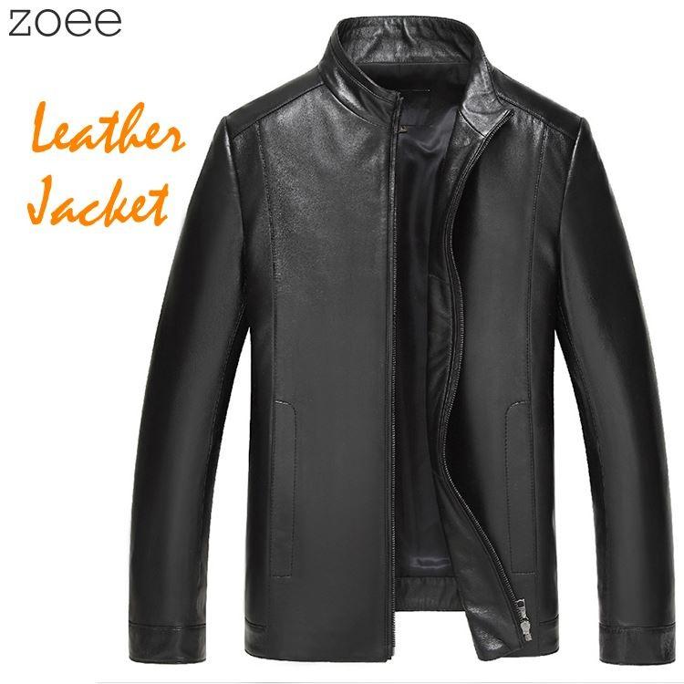 シングルライダースジャケット メンズ レザージャケット 革ジャン 本革 ラムレザー 羊革 無地 アウター ジャケット ブラック M/L/2L/3L/4L/5L f4b17 | 