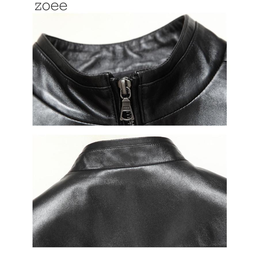 シングルライダースジャケット メンズ レザージャケット 革ジャン 本革 ラムレザー 羊革 無地 アウター ジャケット ブラック M/L/2L/3L/4L/5L f4b17 |  | 03