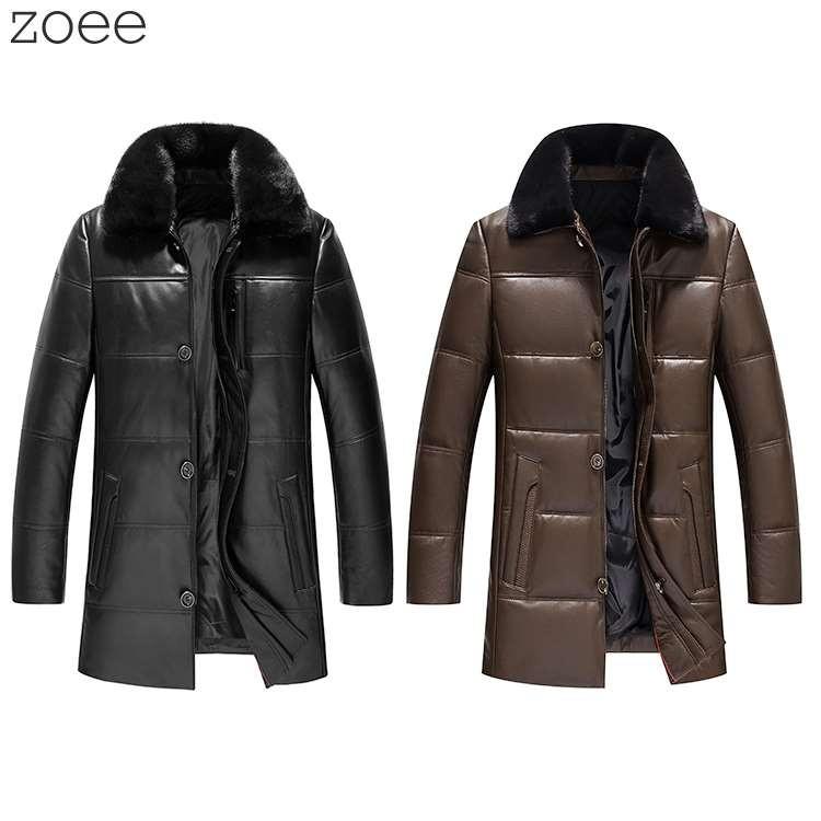 ラムレザーダウンコート ミンクファー襟 メンズ 秋冬 アウター コート 本革 レザーコート ブラック/ブラウン L/2L/3L/4L/5L f4b33 |  | 01