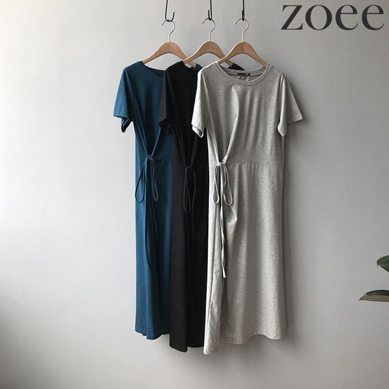 Tシャツワンピース 半袖 無地 レディース トップス ワンピース シンプル ミモレ丈 ロング丈 グレー/ブラック/ブルー フリーサイズ fa01 |  | 01