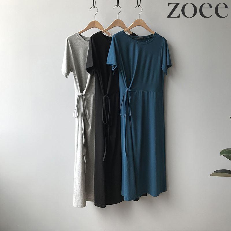 Tシャツワンピース 半袖 無地 レディース トップス ワンピース シンプル ミモレ丈 ロング丈 グレー/ブラック/ブルー フリーサイズ fa01 |  | 03