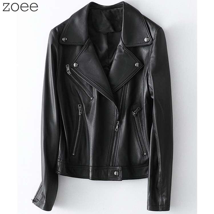 ライダースジャケット レディース アウター 秋冬 ダブル 女性 本革 羊革 可愛い ショート丈 長袖 ブラック M/L/2L/3L/4L g1b02 |  | 05
