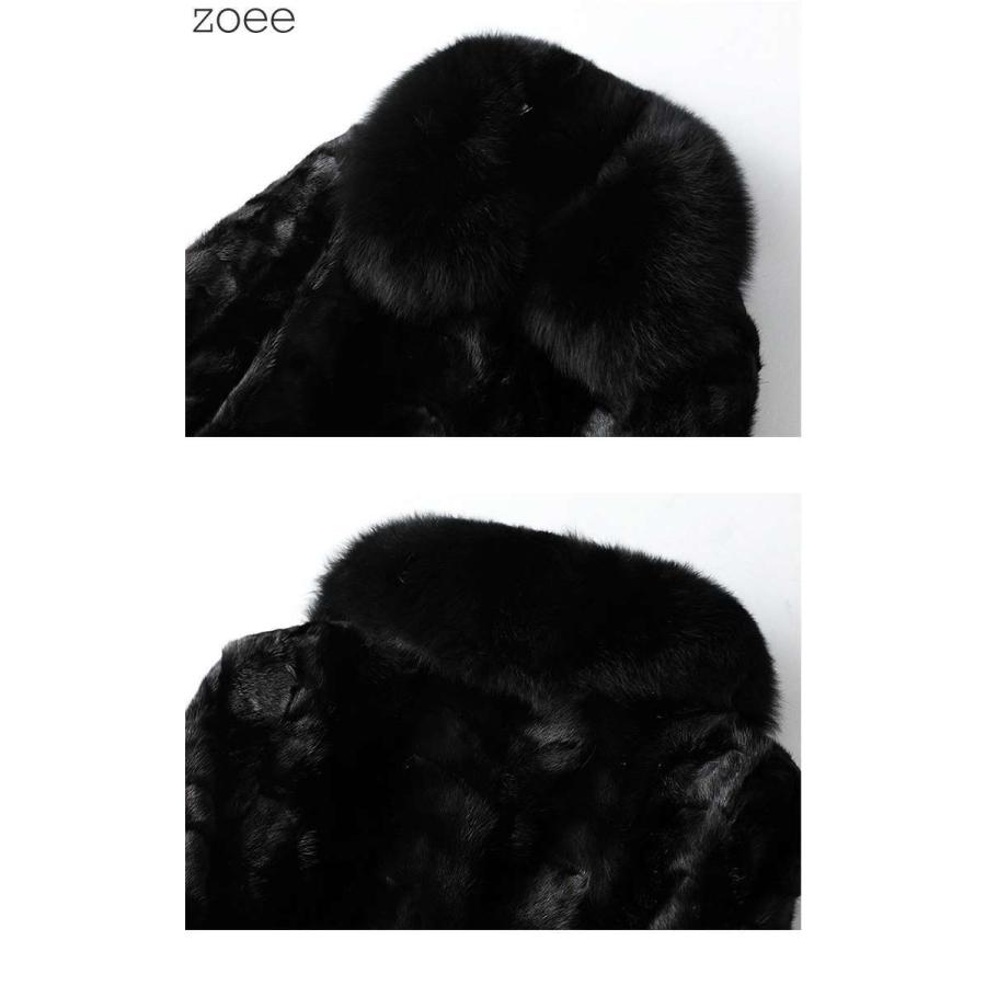 ミンクファーコート レディース 秋冬 アウター フォックスファー襟 ステンカラーコート 可愛い ブラック L/2L/3L/4L g1e04 |  | 04