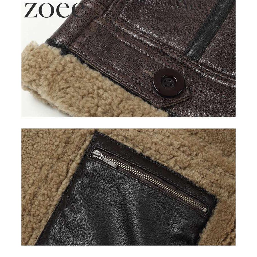 メンズ　ムートンコート　ブラウン　 【CHRIST】羊革レザーコート　XL相当 メンズ ムートンコート ブラウン 【CHRIST】羊革レザーコート XL