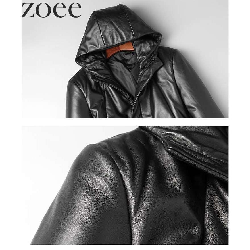 ダウンコート メンズ 秋冬 アウター ラムレザー 本革 フード 暖かい 格好良い ブラック L/2L/3L/4L/5L g4b04 |  | 03