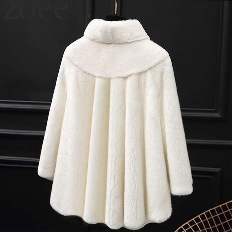 ミンクファージャケット 7分袖 ショート丈 レディース 秋冬 アウター 高級 贅沢 アイボリー M/L/2L/3L h1e41の画像