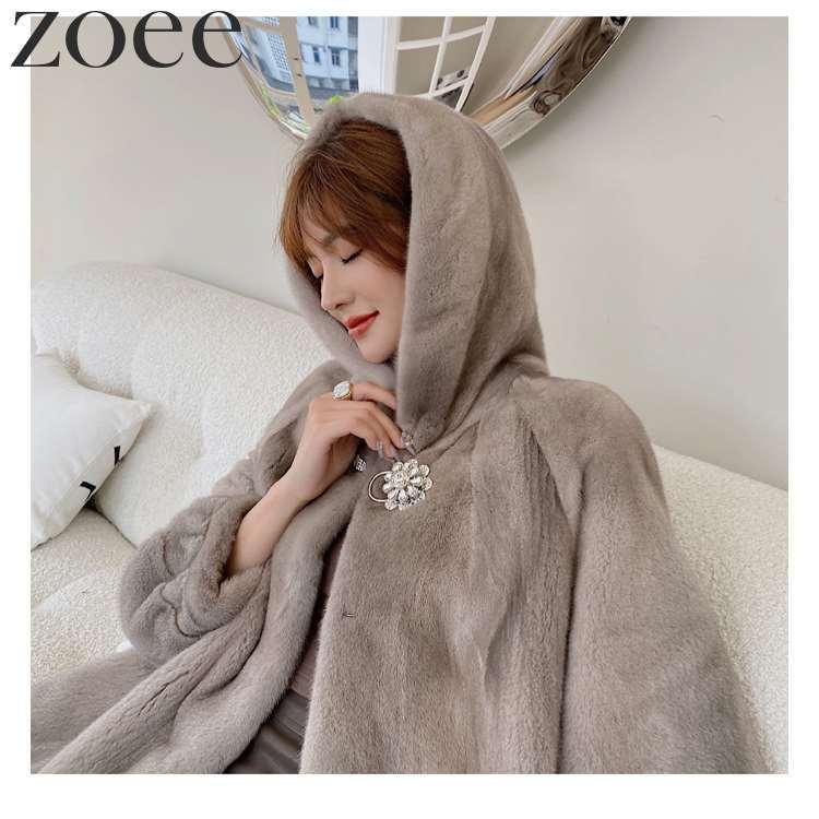 ミンクファーコート デンマーク産ミンクファー使用 フード付き