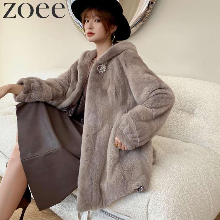 ミンクファーコート デンマーク産ミンクファー使用 フード付き