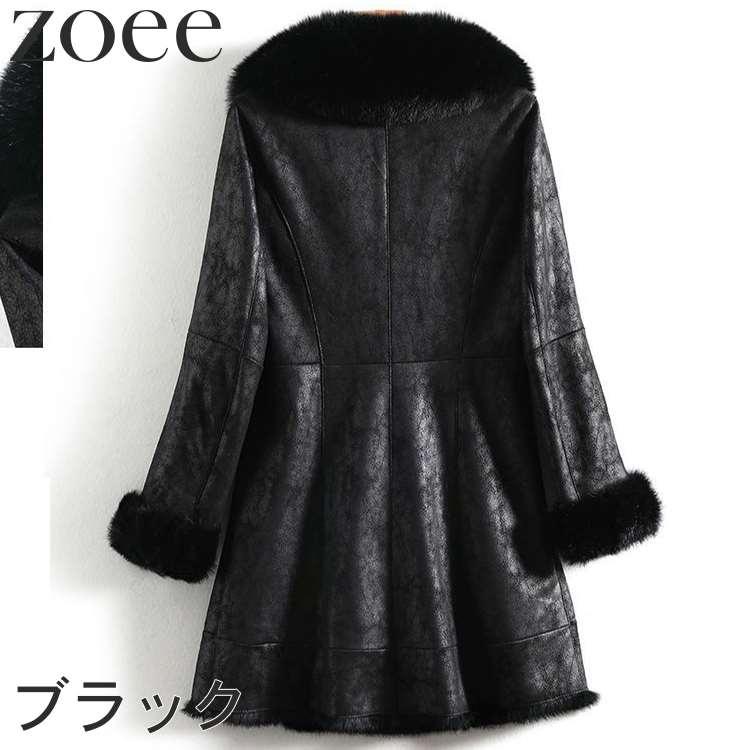 Wフェイスラビットムートンコート フォックスファー付き レディース