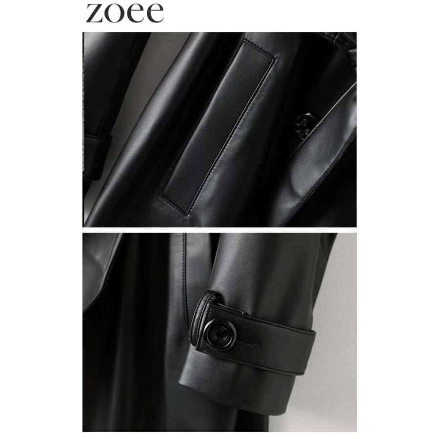 レザートレンチコート レディース 秋冬 アウター ブラック 2L/3L/4L/5L i1b06 |  | 05