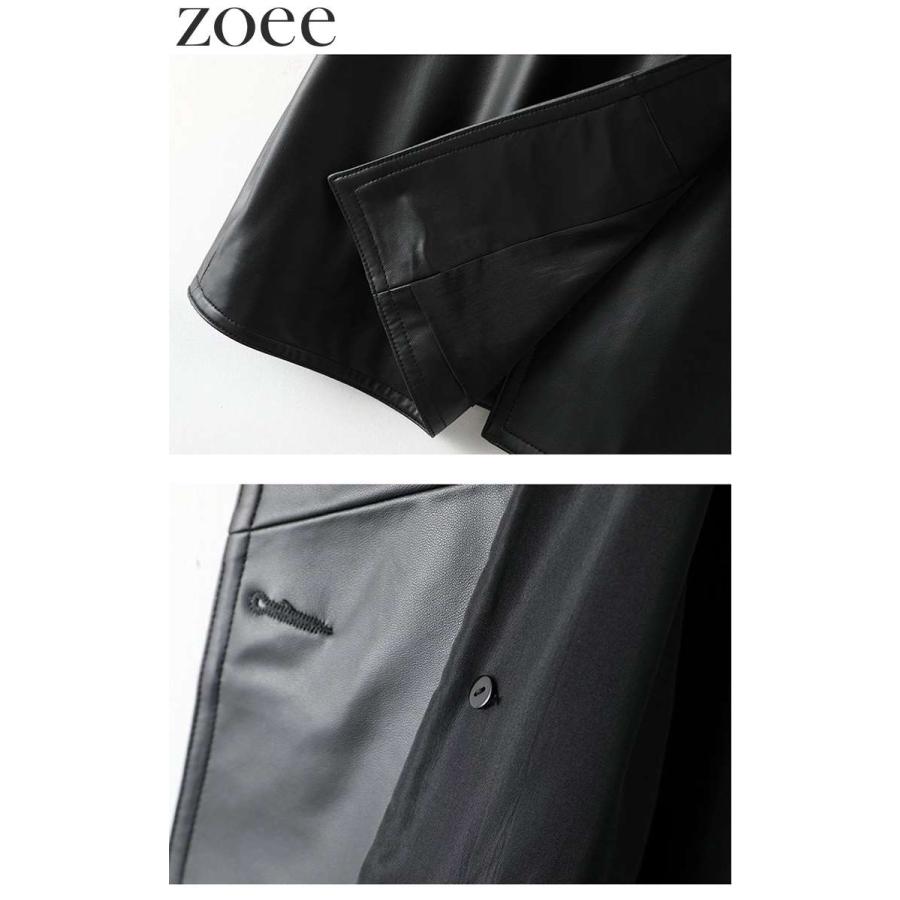 レザートレンチコート レディース 秋冬 アウター ブラック 2L/3L/4L/5L i1b06 |  | 06