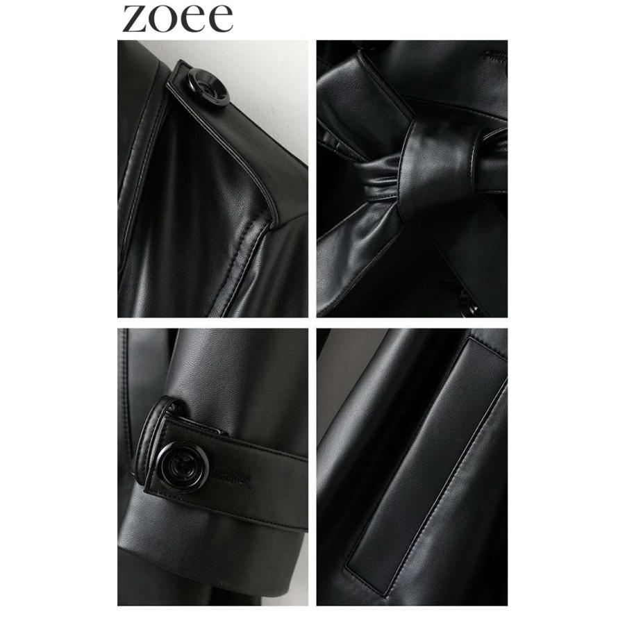 レザートレンチコート レディース 秋冬 アウター ブラック 2L/3L/4L/5L i1b06 |  | 07