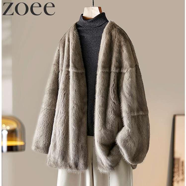 キッカルアルディ サガファー ノーカラージャケット ミンク イタリア製 キッカルアルディ サガファー ノーカラージャケット ミンク イタリア製