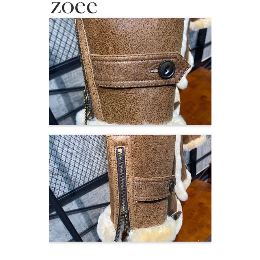Wフェイスラムムートンコート メンズ 秋冬 アウター フード付き ラムレザー 本革 ブラウン M/L/2L/3L/4L/5L i4a06の画像