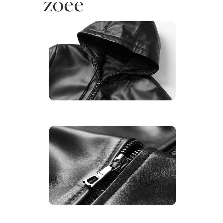 ラムレザージャケット フード付き 中綿入りに変更可 本革 メンズ 秋冬 アウター ブラック L/2L/3L/4L/5L i4b06 |  | 01