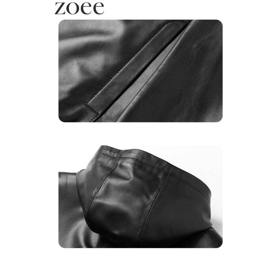 ラムレザージャケット フード付き 中綿入りに変更可 本革 メンズ 秋冬 アウター ブラック L/2L/3L/4L/5L i4b06 |  | 02