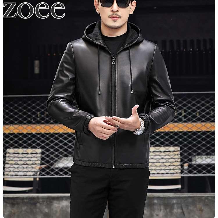 ラムレザージャケット フード付き 中綿入りに変更可 本革 メンズ 秋冬 アウター ブラック L/2L/3L/4L/5L i4b06 |  | 03