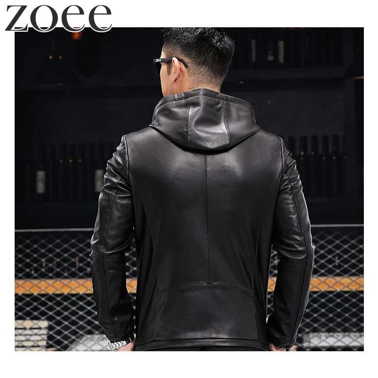 ラムレザージャケット フード付き 中綿入りに変更可 本革 メンズ 秋冬 アウター ブラック L/2L/3L/4L/5L i4b06 |  | 04