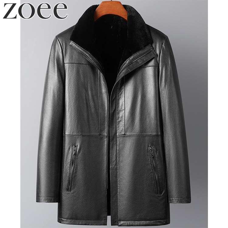 レザーコート 山羊革 ラムファー 本革 メンズ 秋冬 アウター ブラック L/2L/3L/4L/5L i4b14 |  | 06