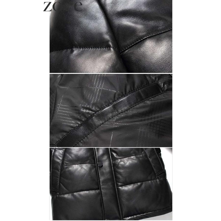 フード付きラムレザーコート ダウン90% 本革 メンズ 秋冬 アウター ブラック L/2L/3L/4L i4b19 |  | 05