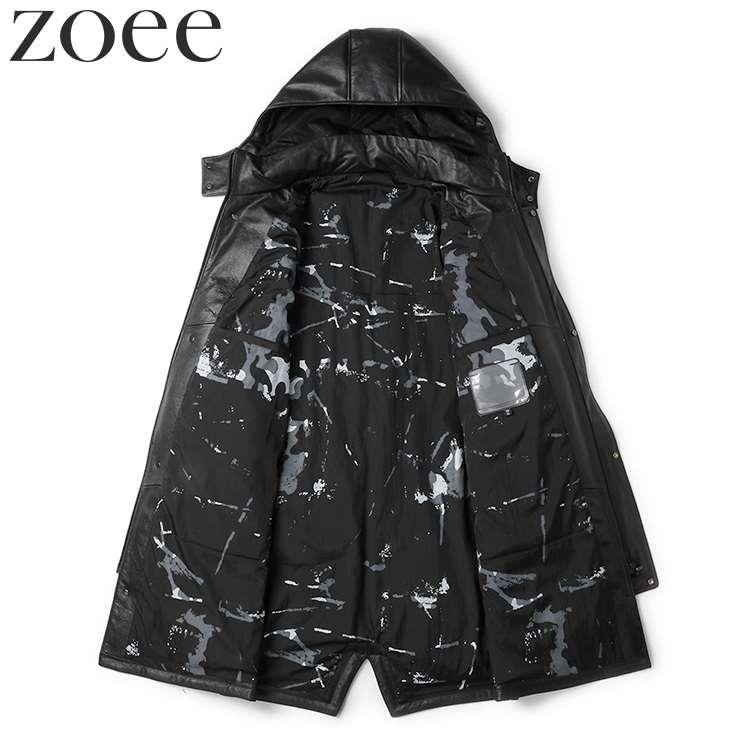 フード付き牛革レザーコート ダウン90% メンズ 秋冬 アウター ブラック L/2L/3L/4L/5L i4b20 |  | 02