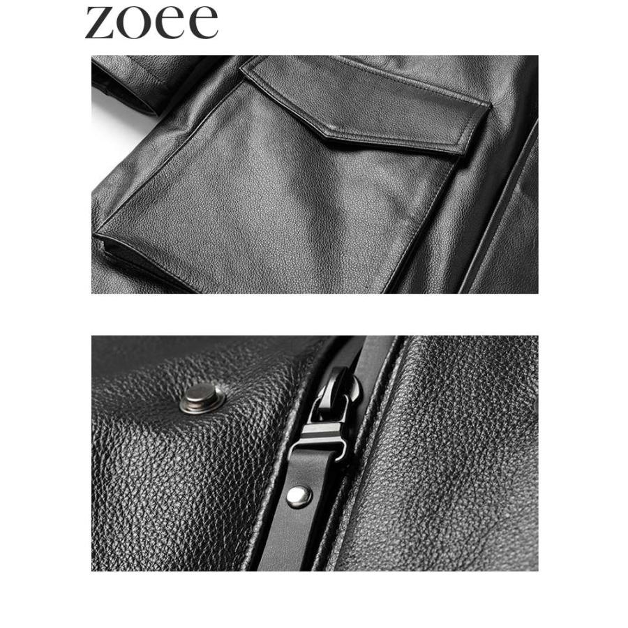 フード付き牛革レザーコート ダウン90% メンズ 秋冬 アウター ブラック L/2L/3L/4L/5L i4b20 |  | 04