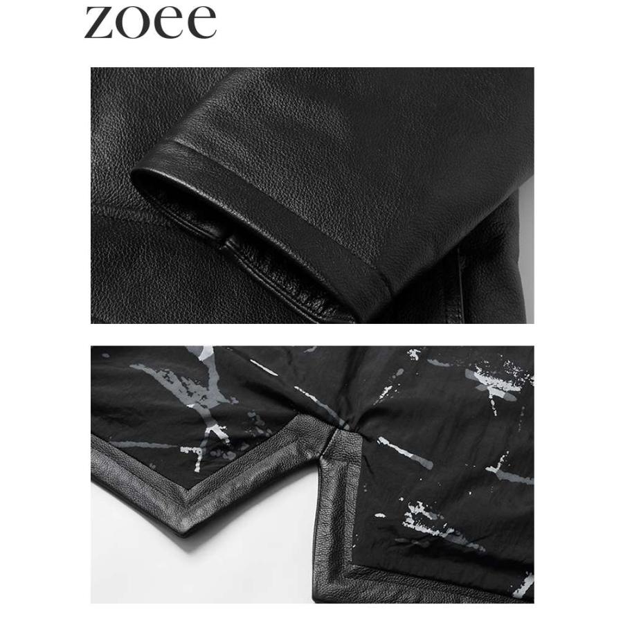 フード付き牛革レザーコート ダウン90% メンズ 秋冬 アウター ブラック L/2L/3L/4L/5L i4b20 |  | 05