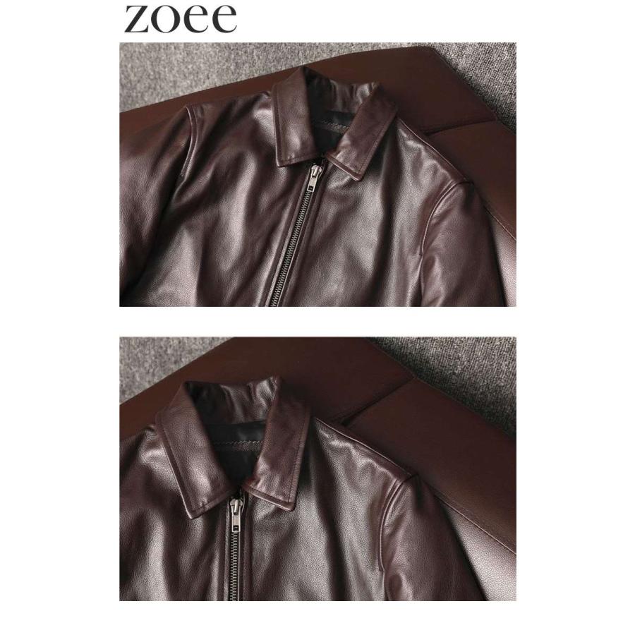 レザーコート　ジャケット　シンプル　牛革　ブラウン Haruf レザージャケット レザーコート メンズ 本革 ライダース