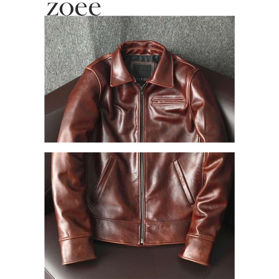 カウレザージャケット 牛革 本革 メンズ 秋冬 アウター ステンカラージャケット ブラウン S/M/L/2L/3L/4L/5L i4b40 |  | 05