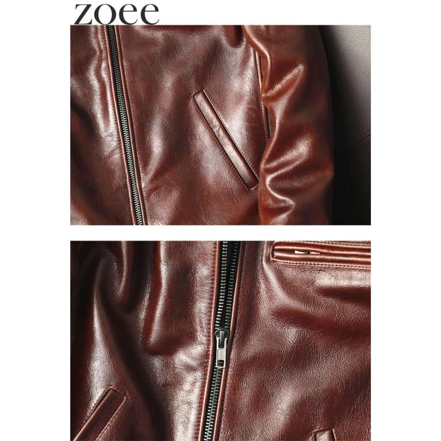 カウレザージャケット 牛革 本革 メンズ 秋冬 アウター ステンカラージャケット ブラウン S/M/L/2L/3L/4L/5L i4b40 |  | 06