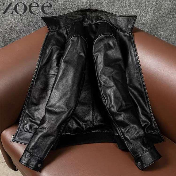 カウレザージャケット 牛革 本革 メンズ 秋冬 アウター ステンカラージャケット ブラック S/M/L/2L/3L/4L/5L i4b41 |  | 03