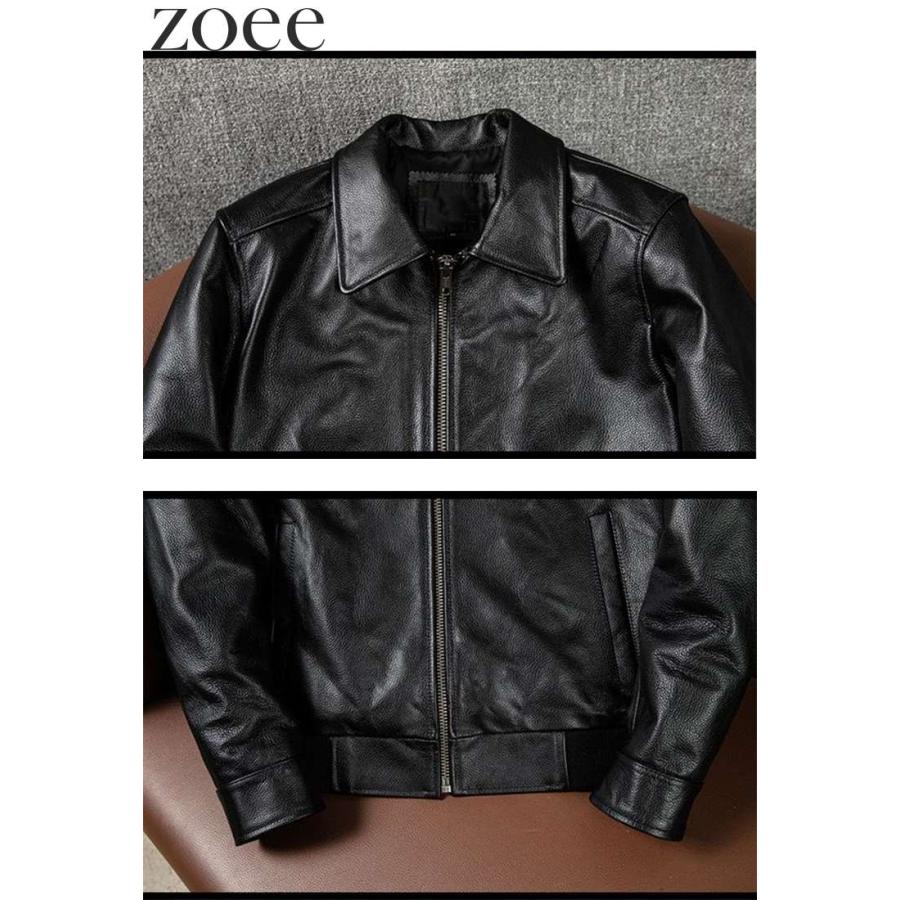 カウレザージャケット 牛革 本革 メンズ 秋冬 アウター ステンカラージャケット ブラック S/M/L/2L/3L/4L/5L i4b41 |  | 05