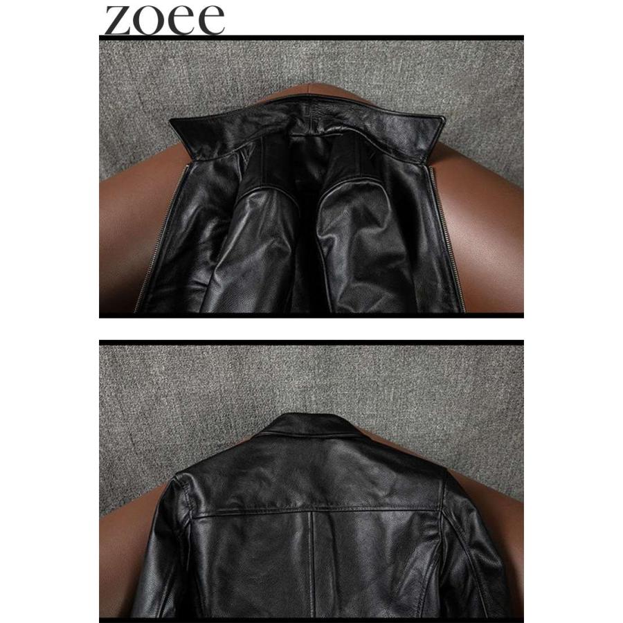 カウレザージャケット 牛革 本革 メンズ 秋冬 アウター ステンカラージャケット ブラック S/M/L/2L/3L/4L/5L i4b41 |  | 06