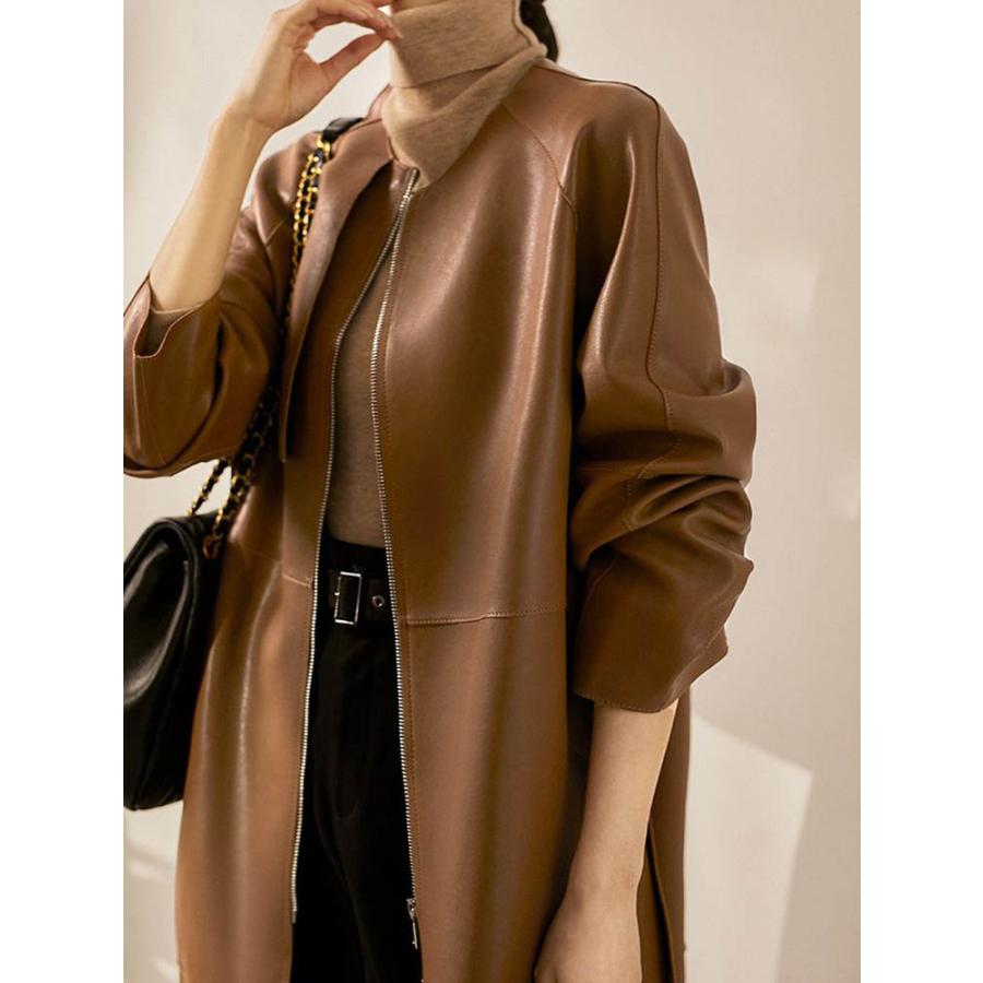 ザディグエヴォルテール　ラムレザーコート　美品 シンプルでおしゃれなレディースの本革ラムレザートレンチコートです