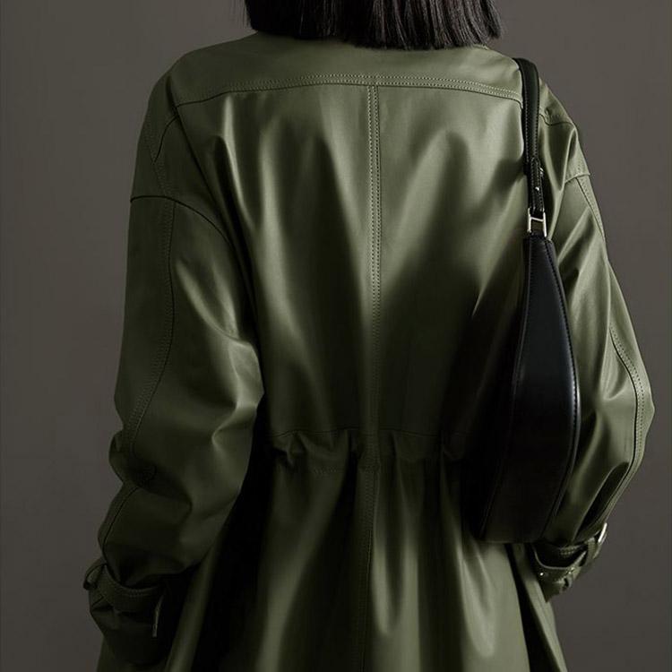 ☆希少☆美品☆Y's ワイズ　トレンチコート　ラムレザーラペル切替　カーキ ☆希少☆美品☆Y's ワイズ トレンチコート ラムレザーラペル切替