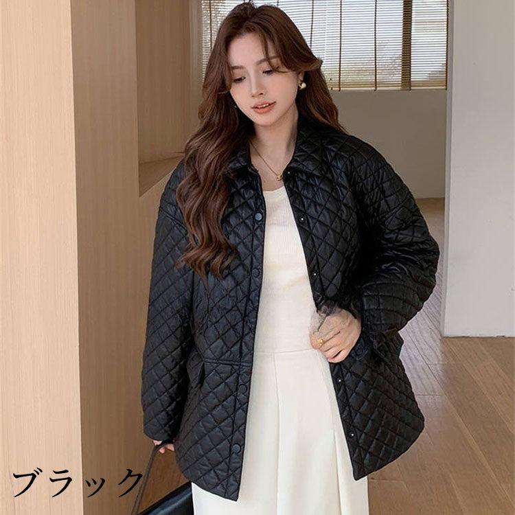 ラムレザー 中綿 キルティング レザー コート アウター 長袖 ミドル レディース 秋冬 冬物 本革 ブラック S/M/L k1b59 |  | 01