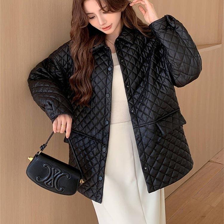 ラムレザー 中綿 キルティング レザー コート アウター 長袖 ミドル レディース 秋冬 冬物 本革 ブラック S/M/L k1b59 |  | 02