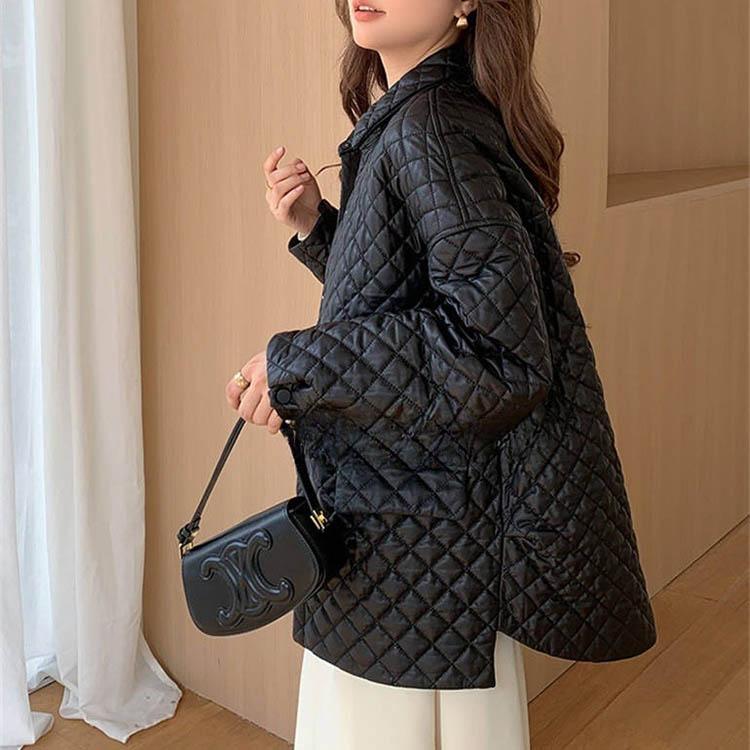 ラムレザー 中綿 キルティング レザー コート アウター 長袖 ミドル レディース 秋冬 冬物 本革 ブラック S/M/L k1b59 |  | 03