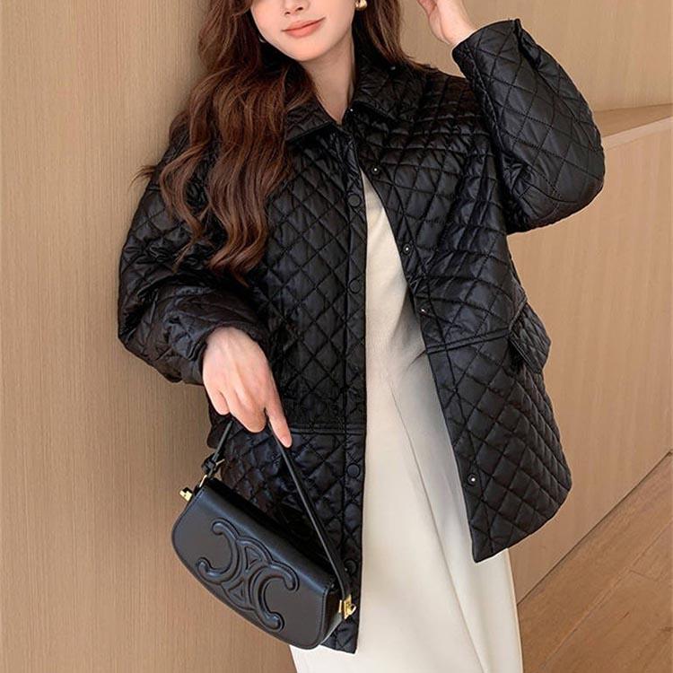 ラムレザー 中綿 キルティング レザー コート アウター 長袖 ミドル レディース 秋冬 冬物 本革 ブラック S/M/L k1b59 |  | 04