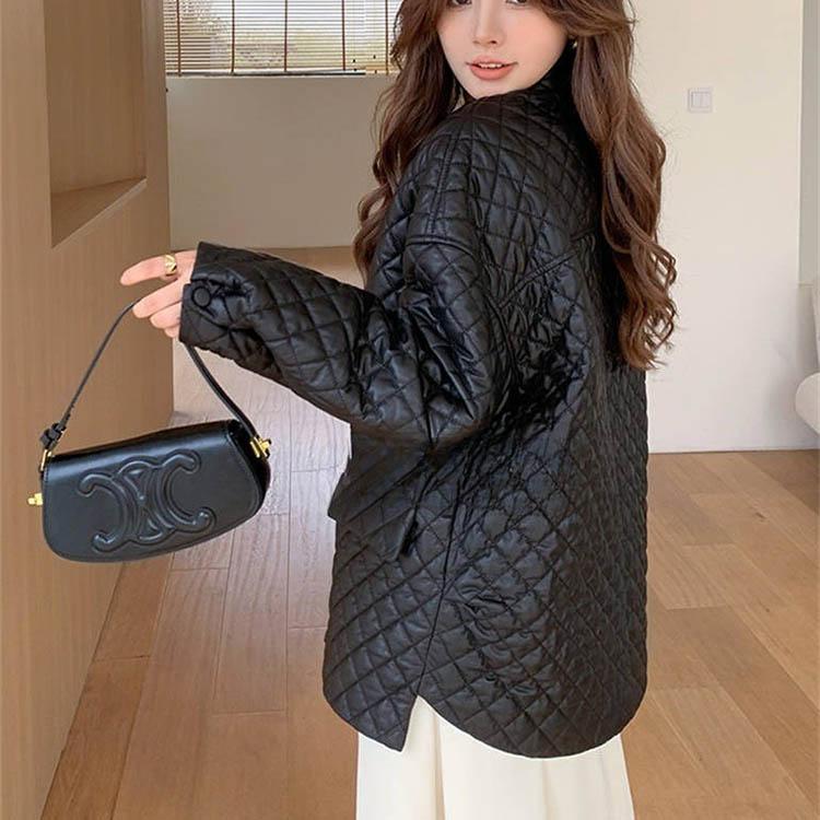 ラムレザー 中綿 キルティング レザー コート アウター 長袖 ミドル レディース 秋冬 冬物 本革 ブラック S/M/L k1b59 |  | 06