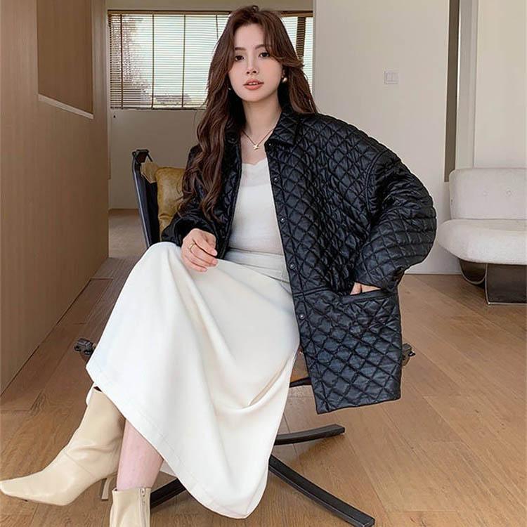 ラムレザー 中綿 キルティング レザー コート アウター 長袖 ミドル レディース 秋冬 冬物 本革 ブラック S/M/L k1b59 |  | 08