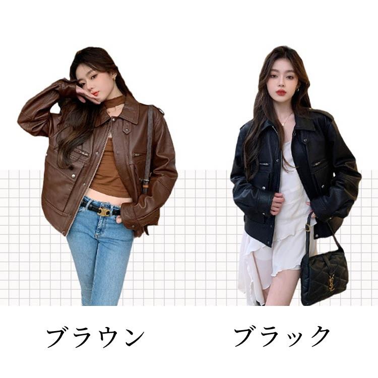 ラムレザー レザー コート アウター 長袖 ジャケット ショート レディース 秋冬 本革 ブラック/ブラウン S/M/L k1b60 |  | 01