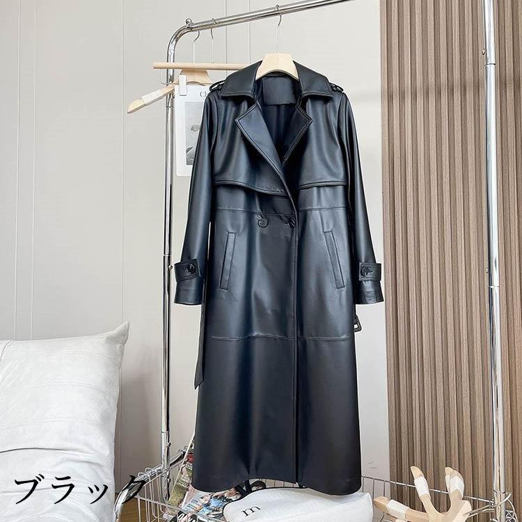 ラムレザー レザー コート アウター 長袖 ミドル レディース