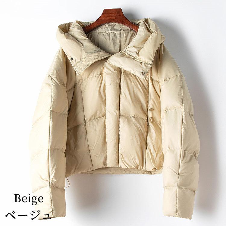 全4色 フード付き グースダウンジャケット コート ショート丈