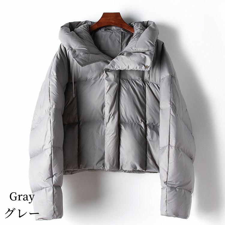 全4色 フード付き グースダウンジャケット コート ショート丈