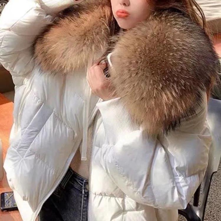 全3色 ラクーンファー付き ダウンジャケット コート リブ袖 裾リブ