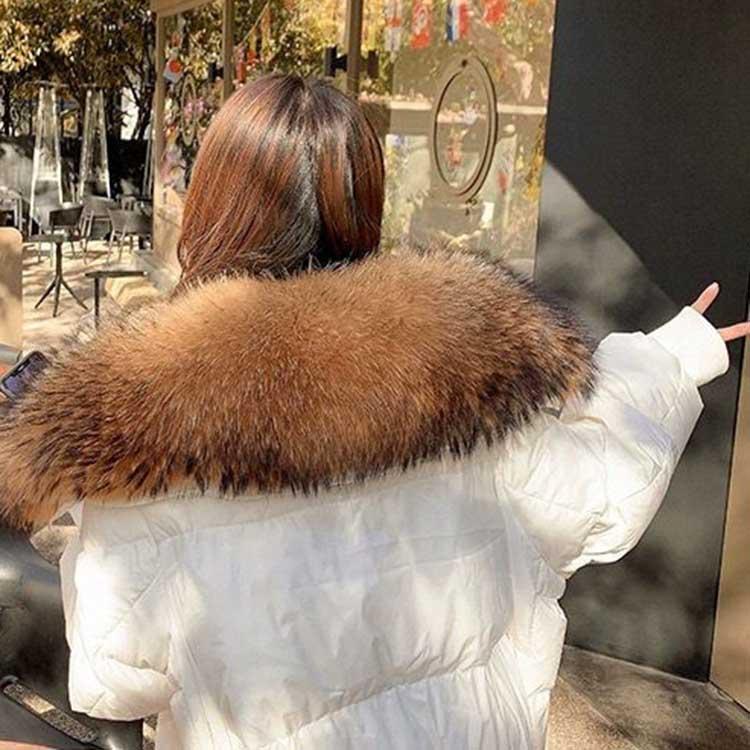 全3色 ラクーンファー付き ダウンジャケット コート リブ袖 裾リブ